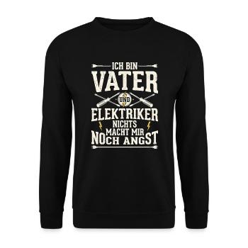 Ich Bin Vater Und Elektriker Nichts Angst - Unisex Pullover - Schwarz - Vorne - Alina (178cm) & Michal (187cm)