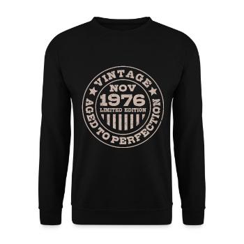 Vintage November 1976 Limited Edition Circle - Unisex Pullover - Schwarz - Vorne - Alina (178cm) & Michal (187cm)