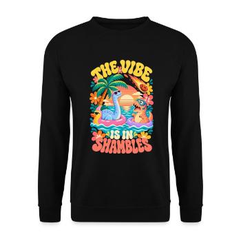 Sunset Dinosaurier Die Stimmung ist im Chaos - Unisex Pullover - Schwarz - Vorne - Alina (178cm) & Michal (187cm)