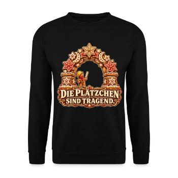 Tragende Plätzchen - Unisex Pullover - Schwarz - Vorne - Alina (178cm) & Michal (187cm)