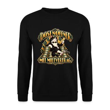 Dosenöffner mit Mietvertrag - Unisex Pullover - Schwarz - Vorne - Alina (178cm) & Michal (187cm)