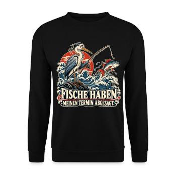 Angeln ohne Zusage - Unisex Pullover - Schwarz - Vorne - Alina (178cm) & Michal (187cm)
