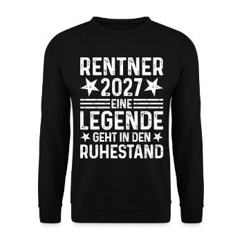 Rentner 2027 Eine Legende geht in den Ruhestand - Unisex Pullover - Schwarz - Vorne - Alina (178cm) & Michal (187cm)