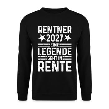 Rentner 2027 Eine Legende geht in Rente  - Unisex Pullover - Schwarz - Vorne - Alina (178cm) & Michal (187cm)