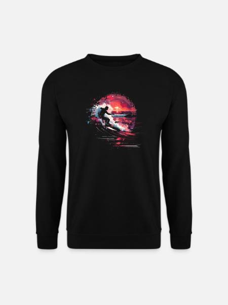 Surfing Steamwave - Unisex Pullover - Schwarz