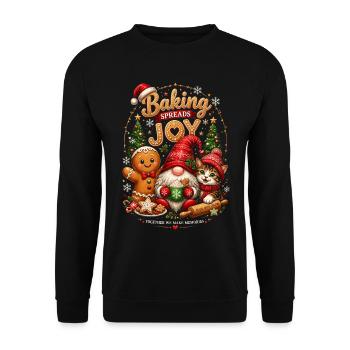 Gourmet Christmas Joy: Kekse und Katzen - Unisex Pullover - Schwarz - Vorne - Alina (178cm) & Michal (187cm)