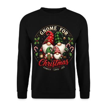 Familien-Weihnachtszwerge um den Baum - Unisex Pullover - Schwarz - Vorne - Alina (178cm) & Michal (187cm)