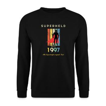 Jahrgang 1997 Superheld 30. Geburtstag Mann - Unisex Pullover - Schwarz - Vorne - Alina (178cm) & Michal (187cm)