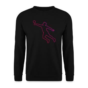 Geschenkidee für einen Faustball-Fan mit Teamspiel - Unisex Pullover - Schwarz - Vorne - Alina (178cm) & Michal (187cm)