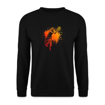 Geschenkidee für einen Tennis mit Tennis - Unisex Pullover - Schwarz - Vorne - Alina (178cm) & Michal (187cm)