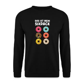 Das ist mein Sixpack Donut Six Pack Donuts Spruch - Unisex Pullover - Schwarz - Vorne - Alina (178cm) & Michal (187cm)