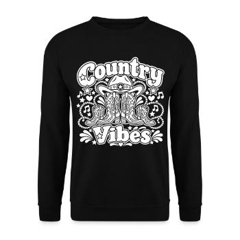 Country Vibes Cowboy Stiefel - Unisex Pullover - Schwarz - Vorne - Alina (178cm) & Michal (187cm)