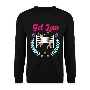 Get Low Volleyball Netz – Lorbeerkranz Design - Unisex Pullover - Schwarz - Vorne - Alina (178cm) & Michal (187cm)