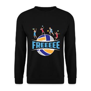 Freeeee! Volleyball Kinder – Free Ball Ruf - Unisex Pullover - Schwarz - Vorne - Alina (178cm) & Michal (187cm)