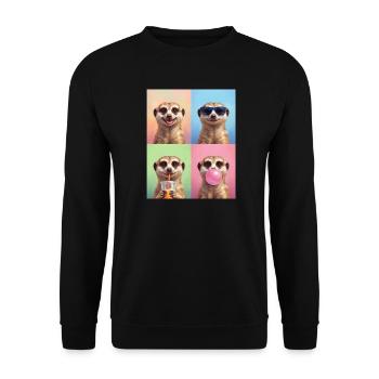 Meerkat Erdmännchen - Unisex Pullover - Schwarz - Vorne - Alina (178cm) & Michal (187cm)