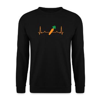 Karotte mit Herzschlag – Orange - Unisex Pullover - Schwarz - Vorne - Alina (178cm) & Michal (187cm)