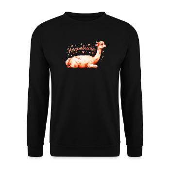 Herzensbrecher Lama Illustration - Unisex Pullover - Schwarz - Vorne - Alina (178cm) & Michal (187cm)
