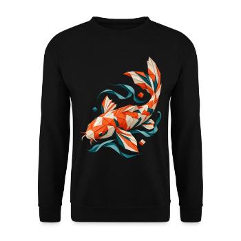 Origami Koi aus Papier - Unisex Pullover - Schwarz - Vorne - Alina (178cm) & Michal (187cm)