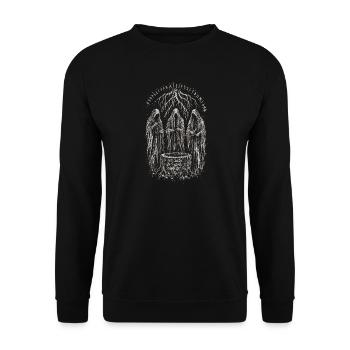 Die drei Nornen am Brunnen - Unisex Pullover - Schwarz - Vorne - Alina (178cm) & Michal (187cm)