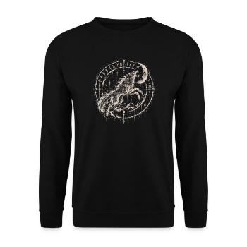Der Wolf, der den Mond jagt - Unisex Pullover - Schwarz - Vorne - Alina (178cm) & Michal (187cm)