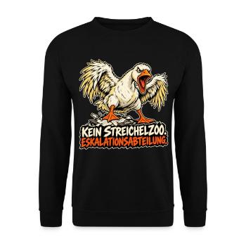 Gans aus der Eskalationsabteilung - Unisex Pullover - Schwarz - Vorne - Alina (178cm) & Michal (187cm)