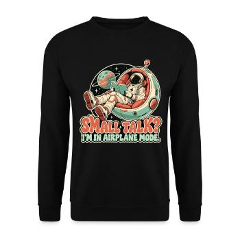 Small Talk im Flugmodus - Unisex Pullover - Schwarz - Vorne - Alina (178cm) & Michal (187cm)