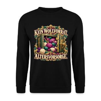 Wolle als Altersvorsorge - Unisex Pullover - Schwarz - Vorne - Alina (178cm) & Michal (187cm)