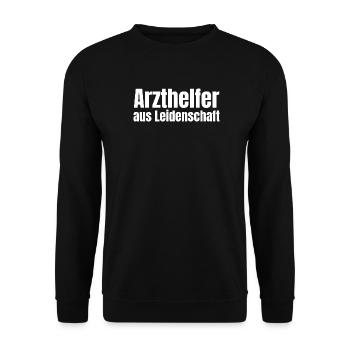 Arzthelfer aus Leidenschaft MFA Geschenk - Unisex Pullover - Schwarz - Vorne - Alina (178cm) & Michal (187cm)