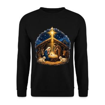 Krippenstern der Heiligen Nacht Weihnachten Jesus - Unisex Pullover - Schwarz - Vorne - Alina (178cm) & Michal (187cm)