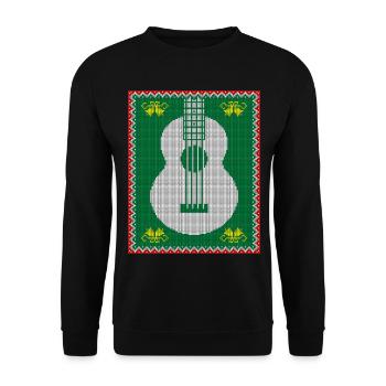 Gitarren-Weihnachtsmuster - Unisex Pullover - Schwarz - Vorne - Alina (178cm) & Michal (187cm)