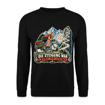 Steigung im Kleingedruckten - Unisex Pullover - Schwarz - Vorne - Alina (178cm) & Michal (187cm)