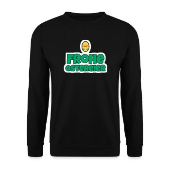 Frohe Ostereier Oster Sticker - Unisex Pullover - Schwarz - Vorne - Alina (178cm) & Michal (187cm)