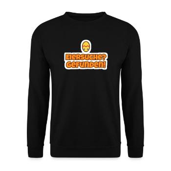 Eiersuche? Gefunden! Oster Sticker - Unisex Pullover - Schwarz - Vorne - Alina (178cm) & Michal (187cm)