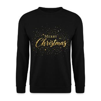 Merry Christmas Glitzer Weihnachten gold Festtag - Unisex Pullover - Schwarz - Vorne - Alina (178cm) & Michal (187cm)