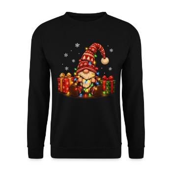 Weihnachtswichtel Zwerge Weihnachten cozy Winter - Unisex Pullover - Schwarz - Vorne - Alina (178cm) & Michal (187cm)