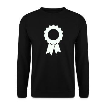 Auszeichnungsbadge mit Kranz - Unisex Pullover - Schwarz - Vorne - Alina (178cm) & Michal (187cm)