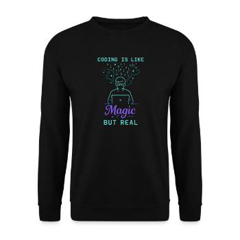 Coding Is Like Magic But Real - Unisex Pullover - Schwarz - Vorne - Alina (178cm) & Michal (187cm)