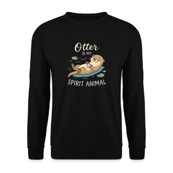 Otter Is My Spirit Animal - Unisex Pullover - Schwarz - Vorne - Alina (178cm) & Michal (187cm)