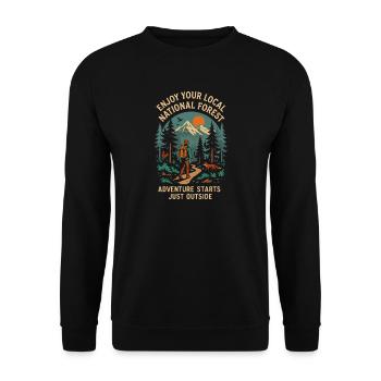 Enjoy Your Local National Forest - Unisex Pullover - Schwarz - Vorne - Alina (178cm) & Michal (187cm)