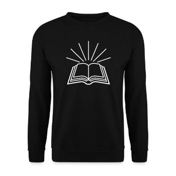 Open Book Rising Light - Unisex Pullover - Schwarz - Vorne - Alina (178cm) & Michal (187cm)