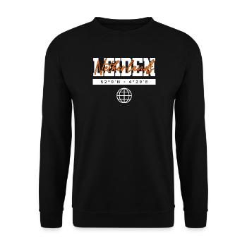 Leiden Niederlande Koordinaten Reise Souvenir - Unisex Pullover - Schwarz - Vorne - Alina (178cm) & Michal (187cm)
