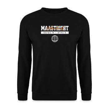 Maastricht Niederlande Koordinaten Reise Souvenir - Unisex Pullover - Schwarz - Vorne - Alina (178cm) & Michal (187cm)