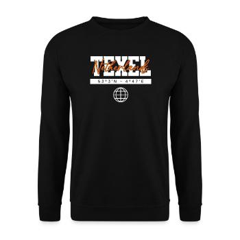 Texel Niederlande Koordinaten Reise Souvenir - Unisex Pullover - Schwarz - Vorne - Alina (178cm) & Michal (187cm)
