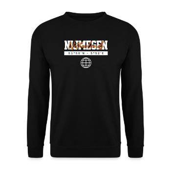 Nimwegen Niederlande Koordinaten Reise Souvenir - Unisex Pullover - Schwarz - Vorne - Alina (178cm) & Michal (187cm)