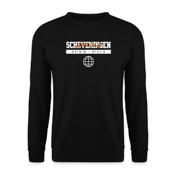 Scheveningen Niederlande Koordinaten Reise - Unisex Pullover - Schwarz - Vorne - Alina (178cm) & Michal (187cm)