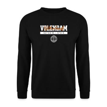 Volendam Niederlande Koordinaten Reise Souvenir - Unisex Pullover - Schwarz - Vorne - Alina (178cm) & Michal (187cm)