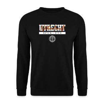 Utrecht Niederlande Koordinaten Reise Souvenir - Unisex Pullover - Schwarz - Vorne - Alina (178cm) & Michal (187cm)