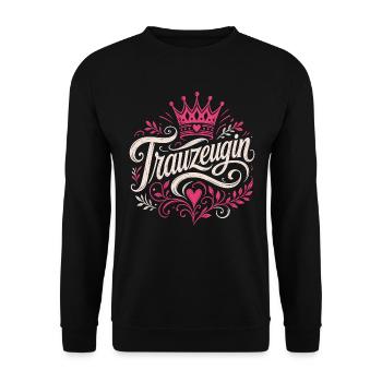 Trauzeugin Krone Hochzeit Braut - Unisex Pullover - Schwarz - Vorne - Alina (178cm) & Michal (187cm)