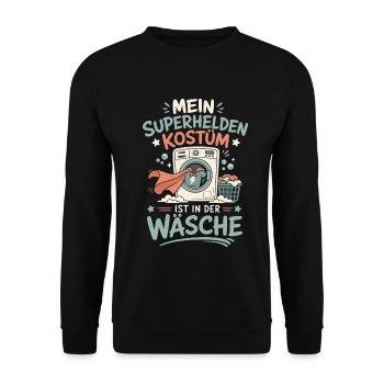 Superhelden Kostüm in der Wäsche - Unisex Pullover - Schwarz - Vorne - Alina (178cm) & Michal (187cm)