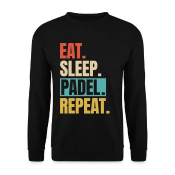Essen, schlafen, Padel wiederholen - Unisex Pullover - Schwarz - Vorne - Alina (178cm) & Michal (187cm)